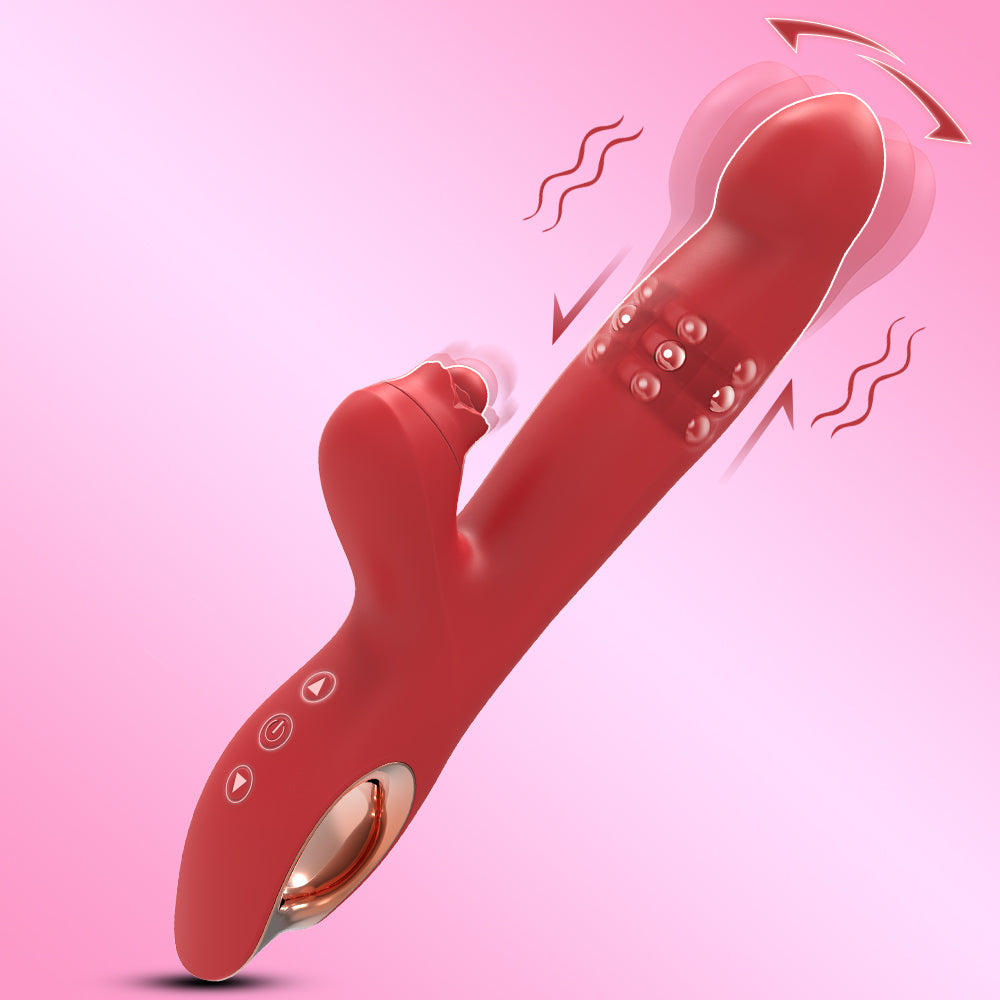 Clitoral & G-Spot Vibrating Thrusting Vibrator / ML-DW-ZD418 / (Red)