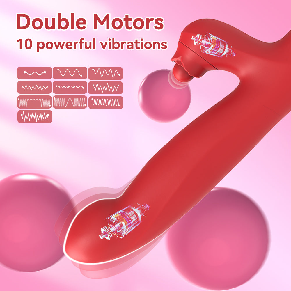 Clitoral & G-Spot Vibrating Thrusting Vibrator / ML-DW-ZD418 / (Red)