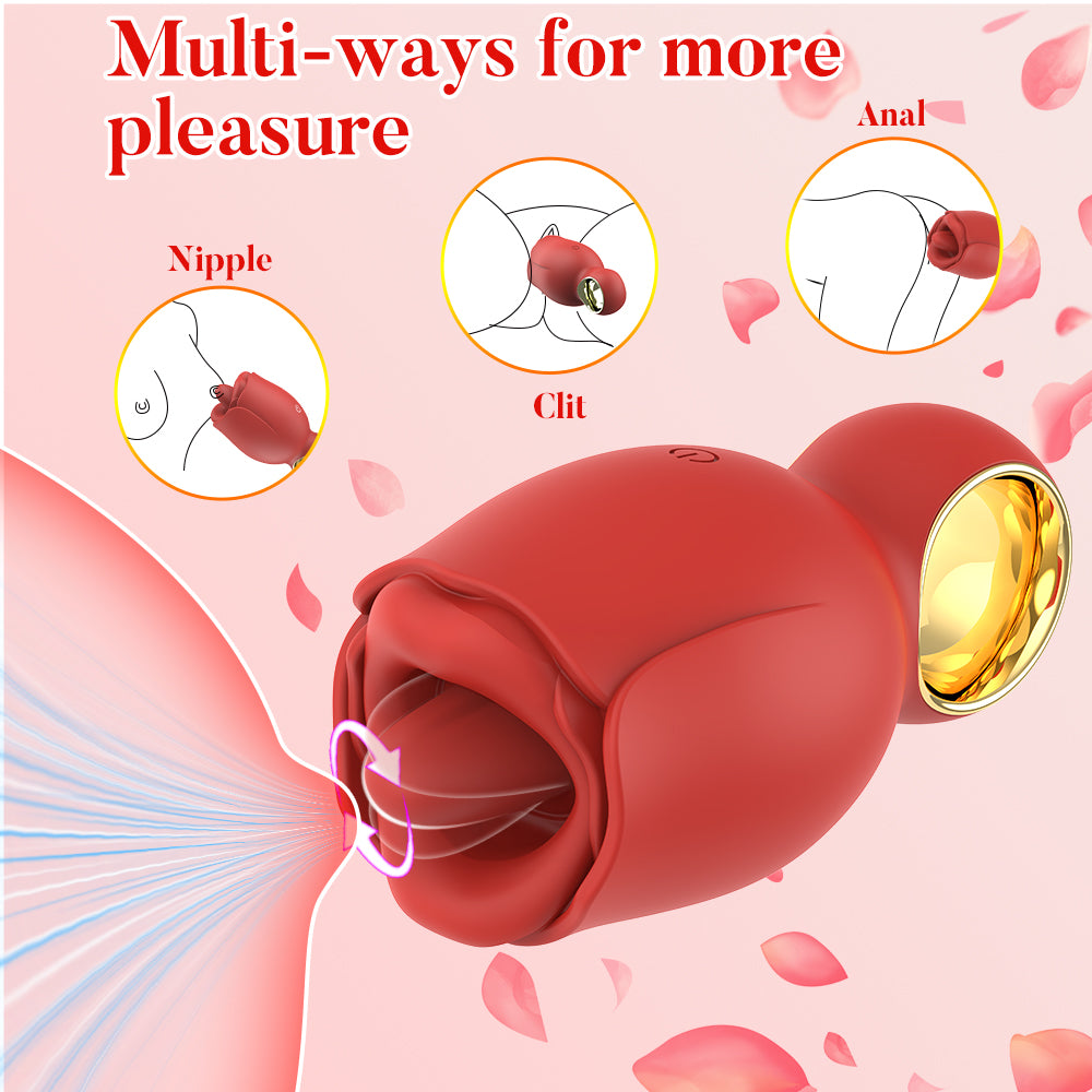 Rose Flickering Tongue Clitoral Vibrator / ML-DW-ZD479 / (Red)