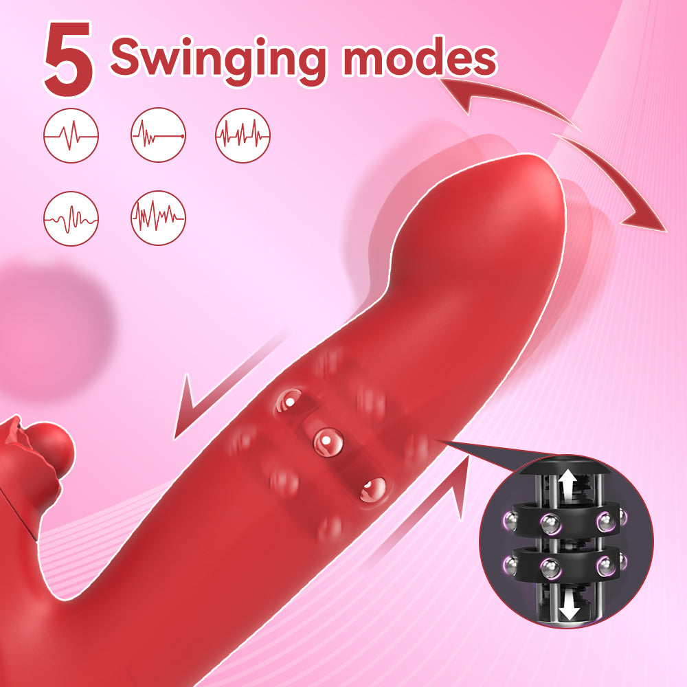 Clitoral & G-Spot Vibrating Thrusting Vibrator / ML-DW-ZD418 / (Red)