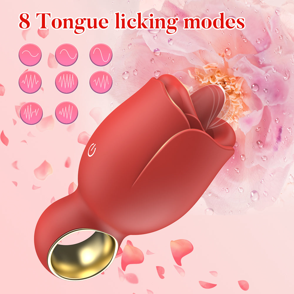 Rose Flickering Tongue Clitoral Vibrator / ML-DW-ZD479 / (Red)