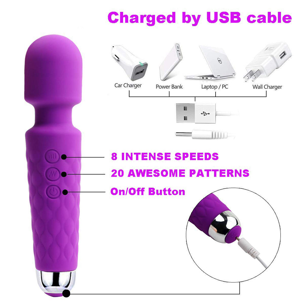 Sleek Multipurpose Wand Vibrator / ML-DW-AV008 / (Purple)