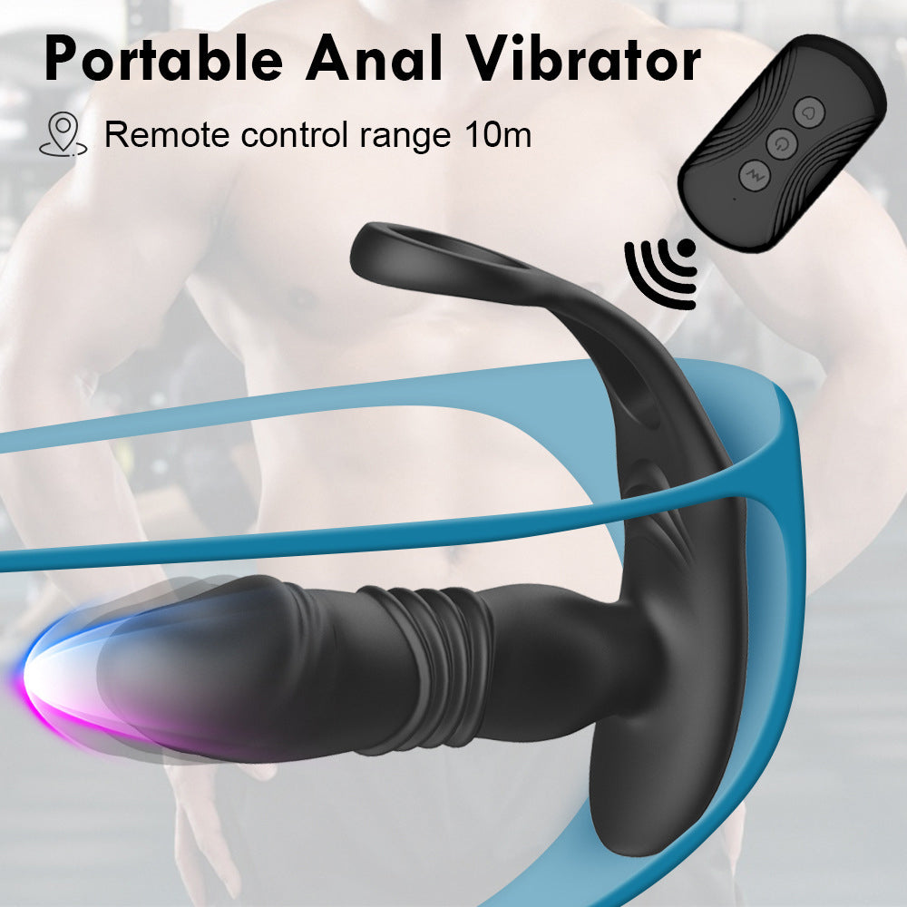 Double Cock Ring & Thrusting Anal Vibrator / ML-DW-HT270 / (Black)