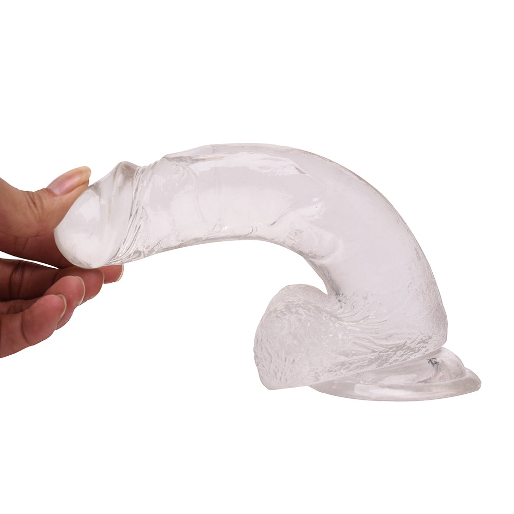 Crystal Clear Dildo with Suction Cup Base / ML-DW-YJ156 / (Transparent)