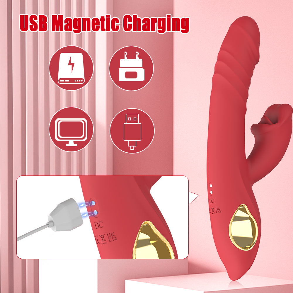 Clitoral Bitting Thrusting Vibrator / ML-DW-ZD104 / (Red)