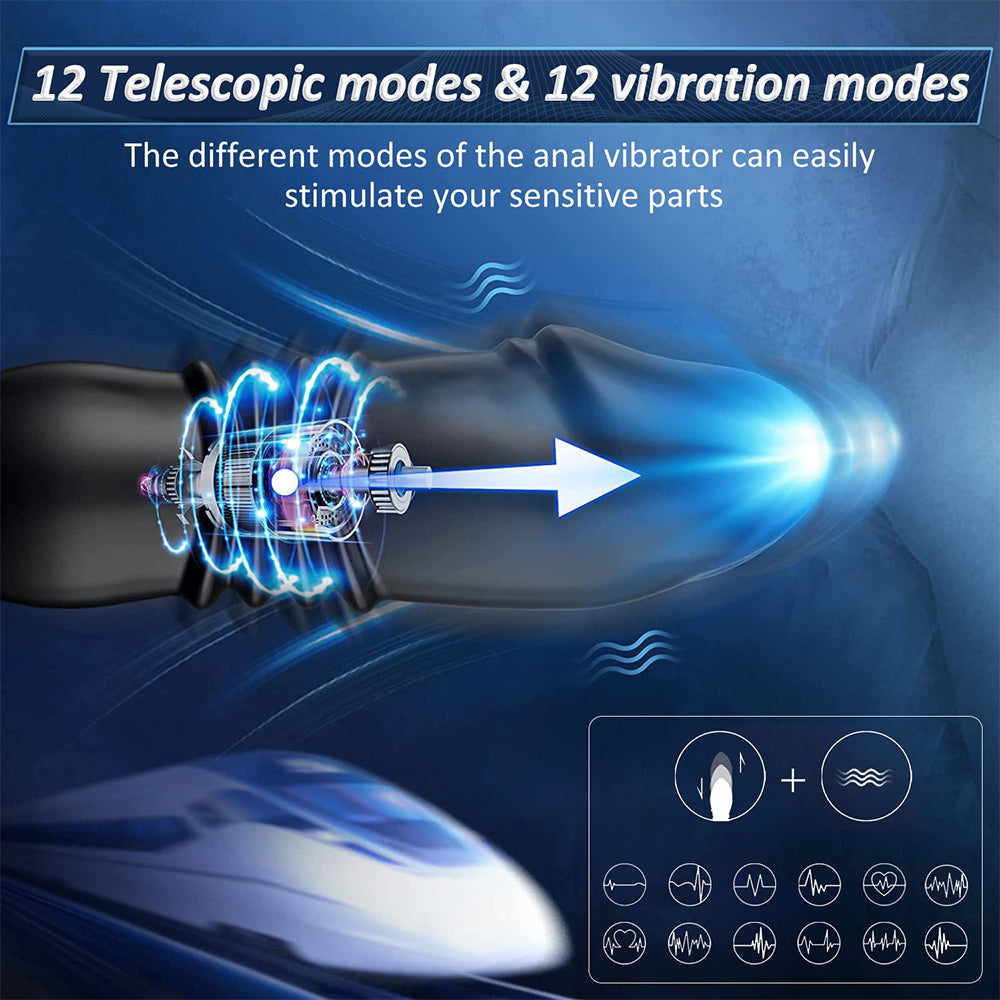 Double Cock Ring & Thrusting Anal Vibrator / ML-DW-HT270 / (Black)