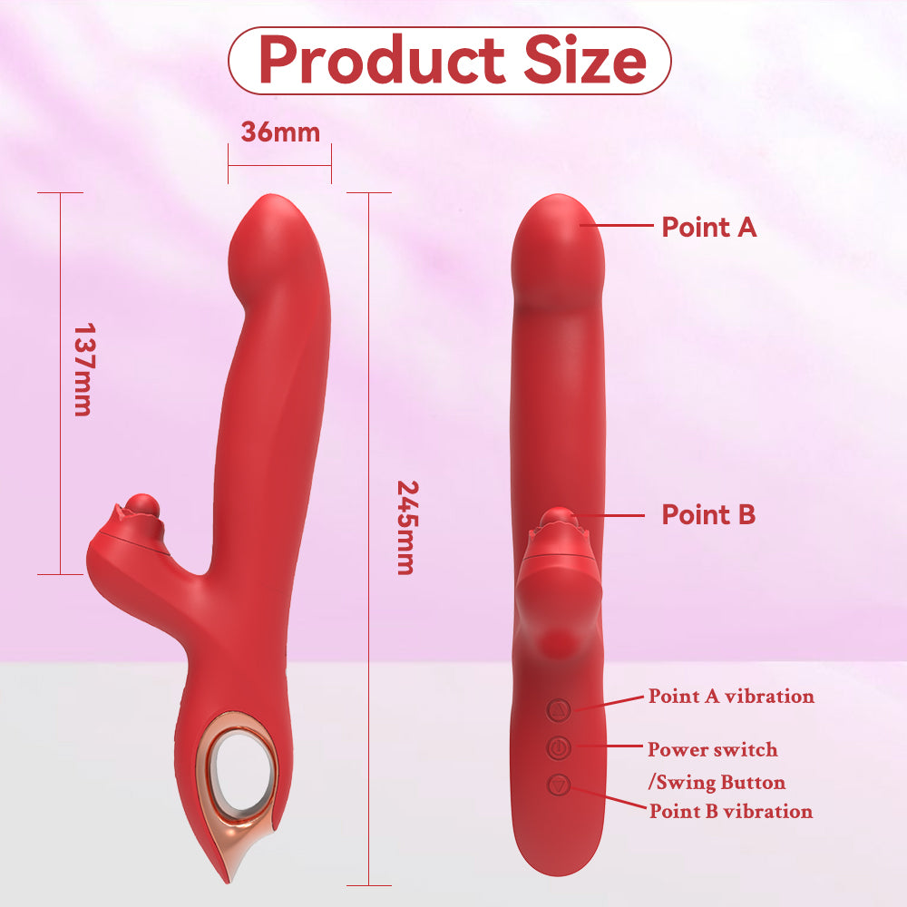 Clitoral & G-Spot Vibrating Thrusting Vibrator / ML-DW-ZD418 / (Red)