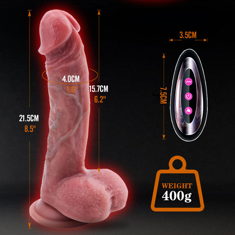 Heated Thrusting Dildo with Suction Cup Base / ML-DW-YJ380 / (Fair skin)