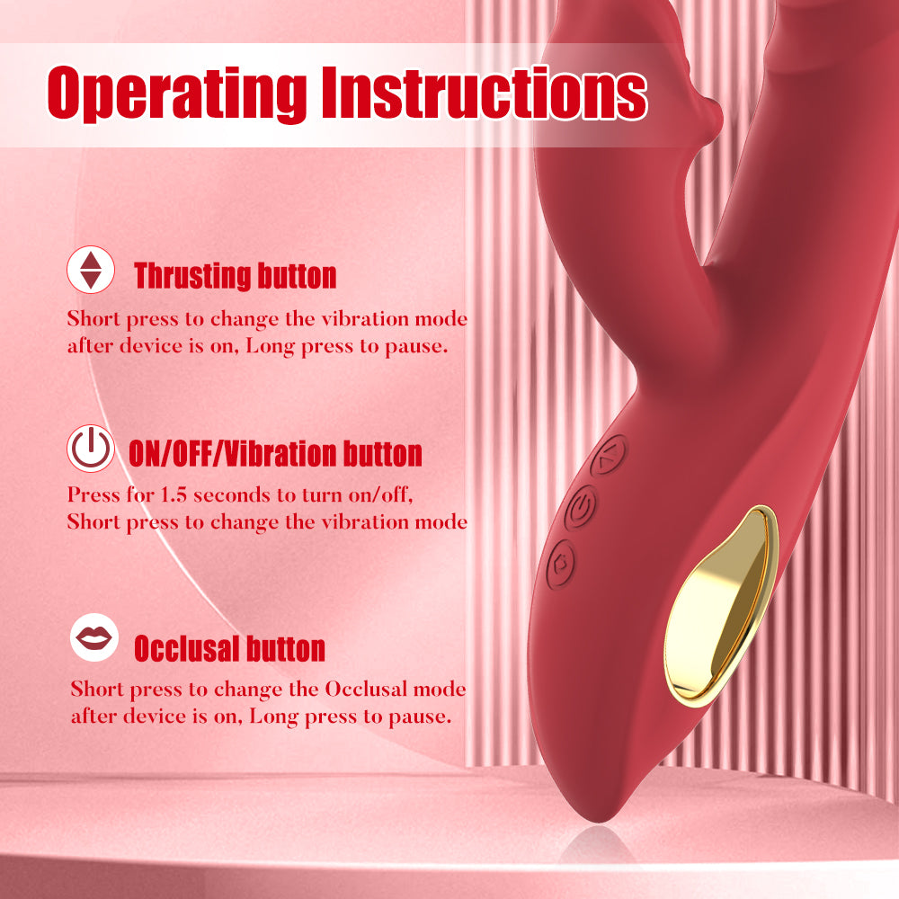 Clitoral Bitting Thrusting Vibrator / ML-DW-ZD104 / (Red)