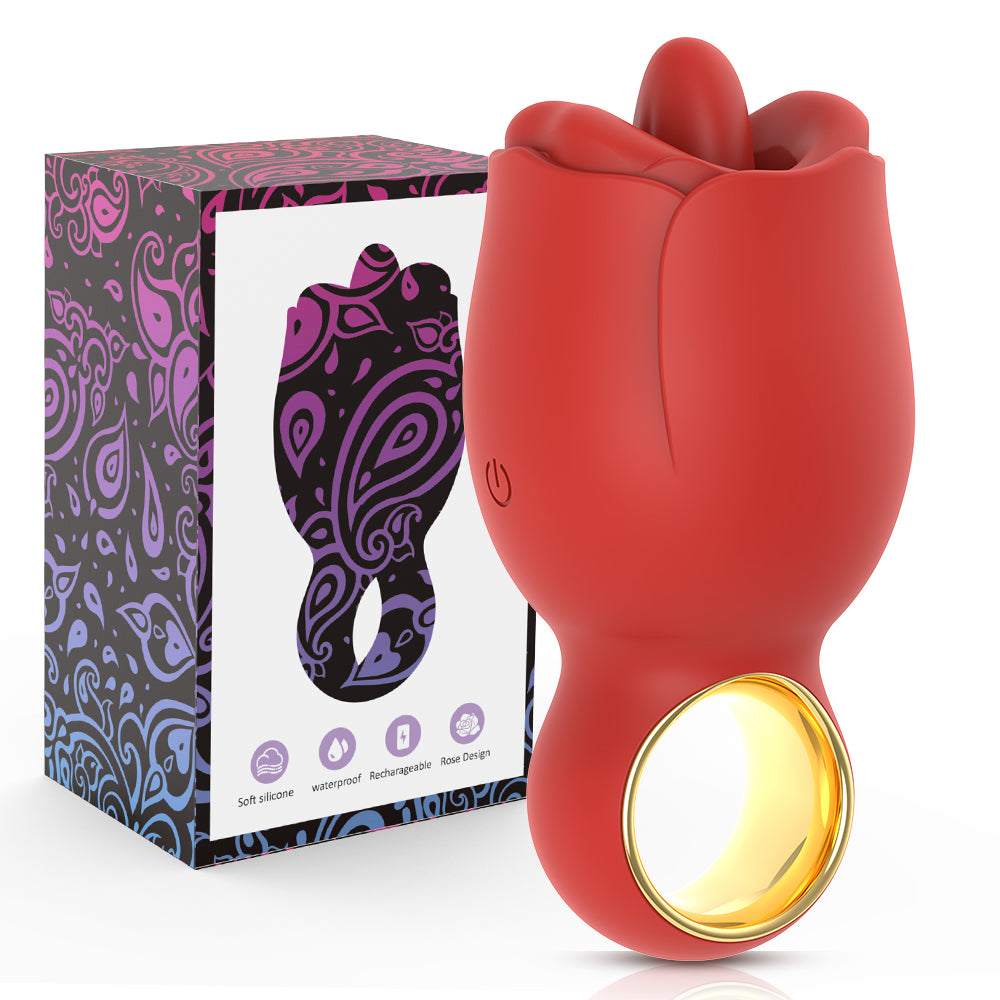 Rose Flickering Tongue Clitoral Vibrator / ML-DW-ZD479 / (Red)