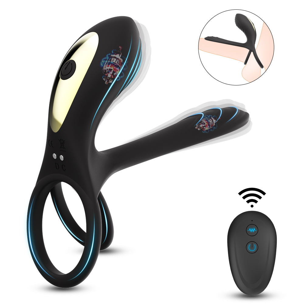Remote Controlled G-Spot Vibrating Cock Ring / ML-DW-SJ340 / (Black)