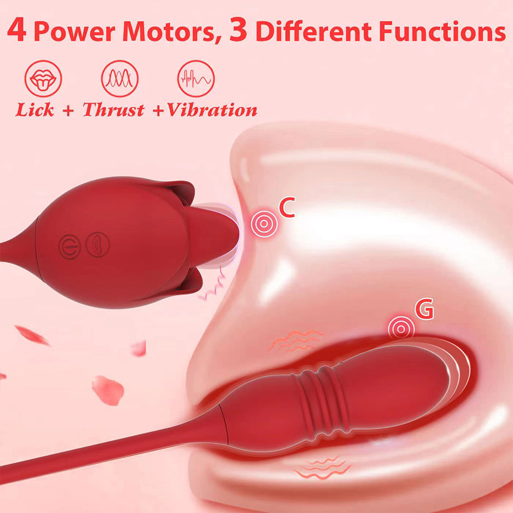Rose Licking & Thrusting Vibrating Egg / ML-DW-TD154 / (Red)