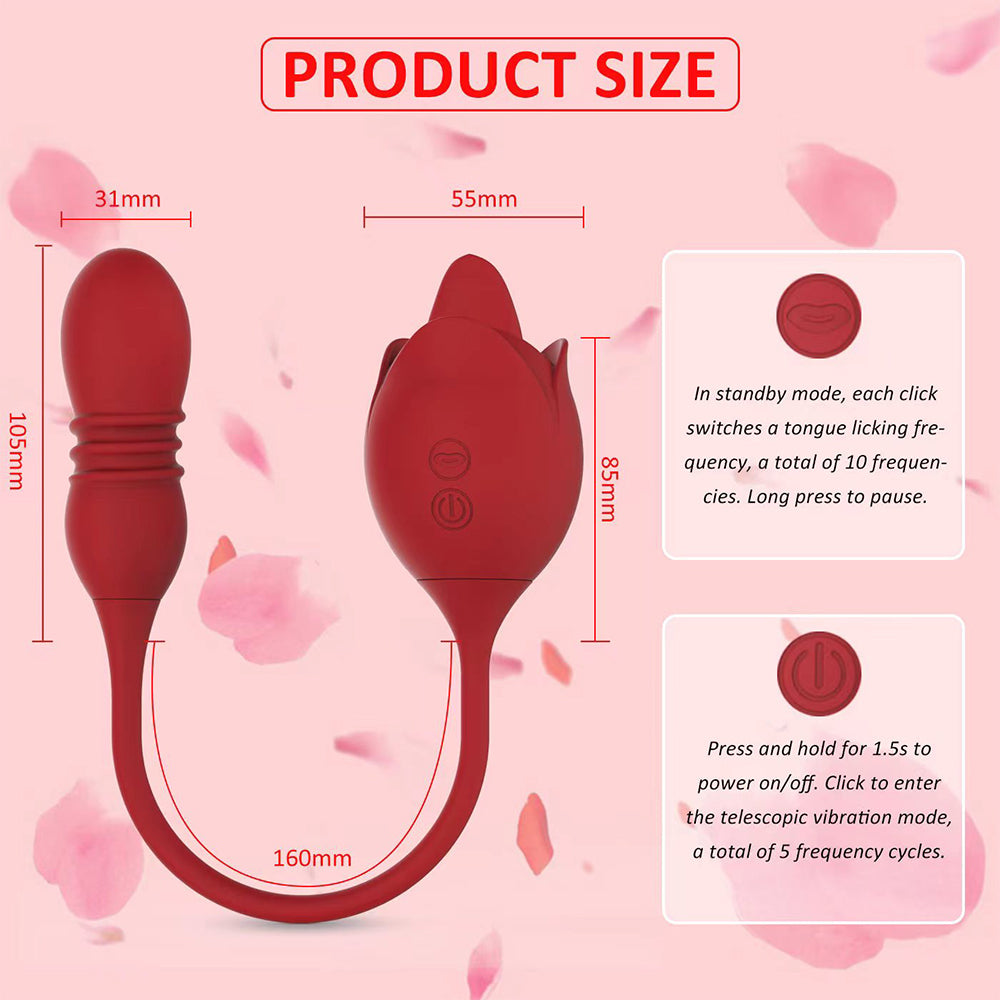 Rose Licking & Thrusting Vibrating Egg / ML-DW-TD154 / (Red)