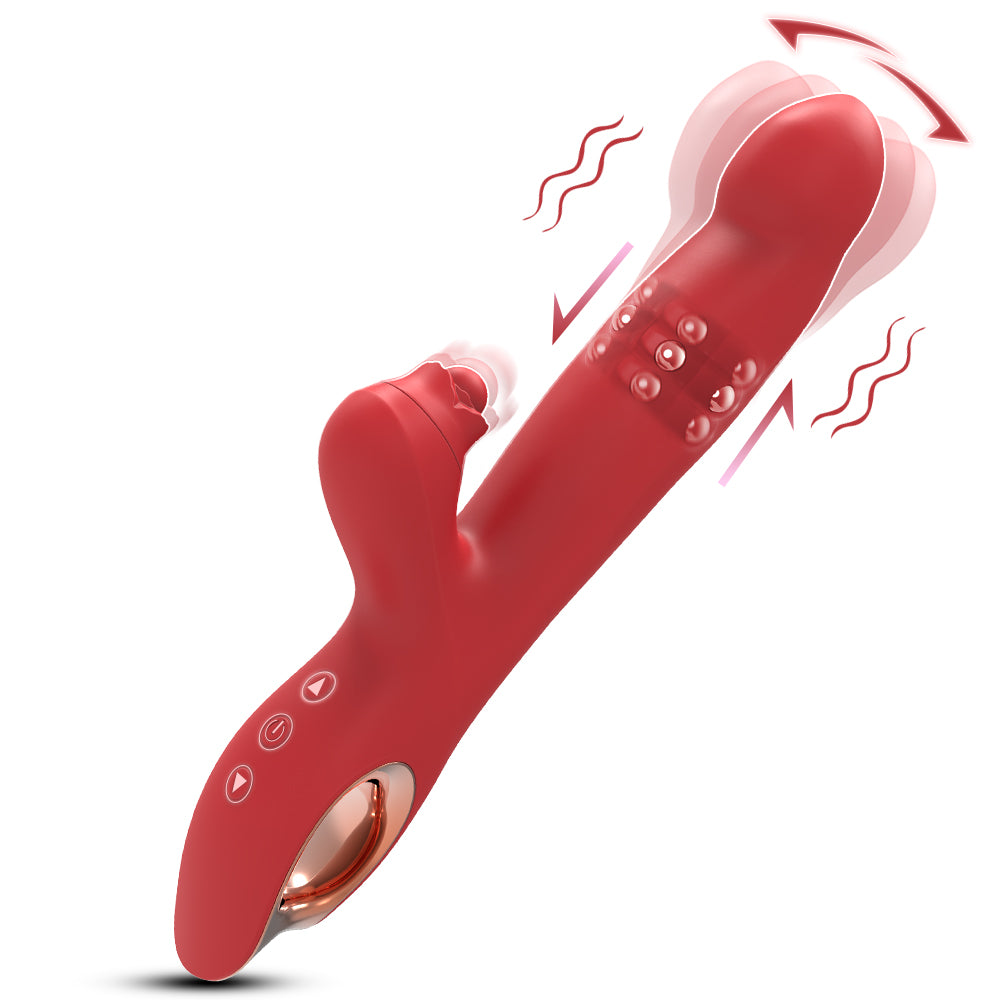 Clitoral & G-Spot Vibrating Thrusting Vibrator / ML-DW-ZD418 / (Red)